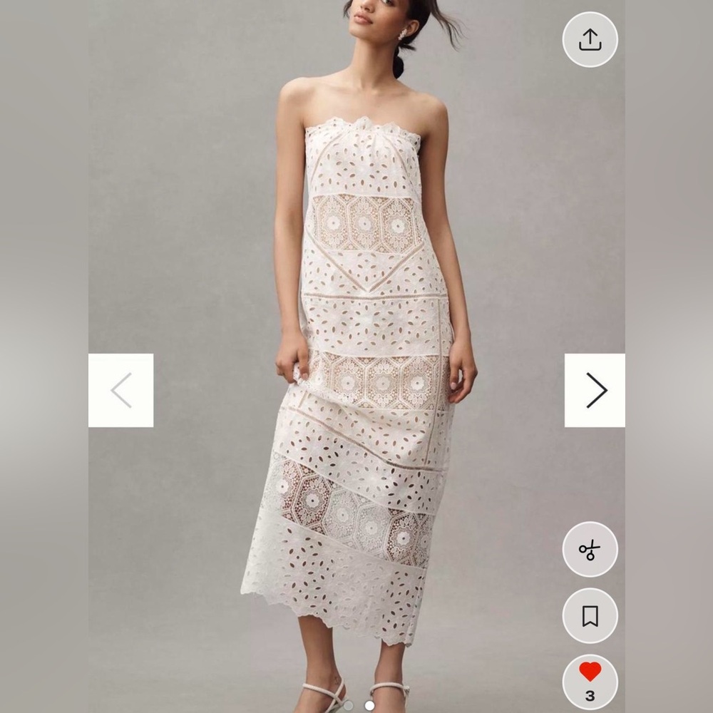 BHLDN White Lace Strapless Dress